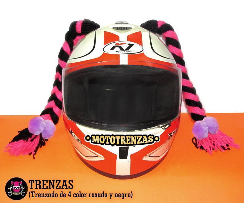 Trenzas para casco motocicleta color Rosado y Negro
