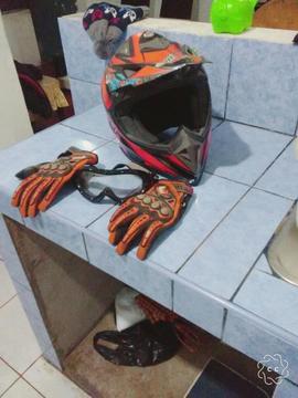Casco Cross Nuevo con Antiparras Y Guant