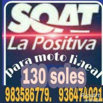 Ofrecemos Soat Moto Lineal Delivery 130
