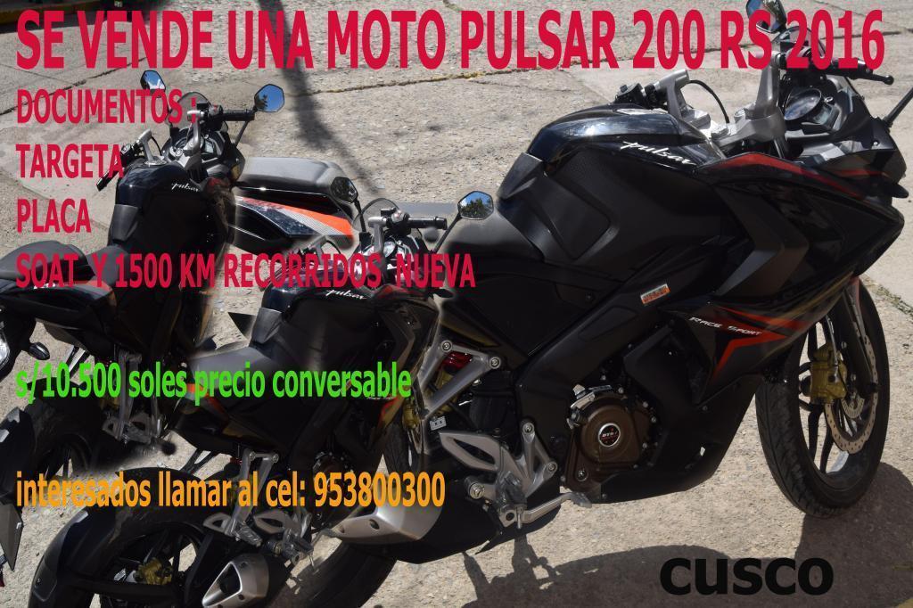 VENDO MOTO PULSAR RS 2016 COLOR NEGRO