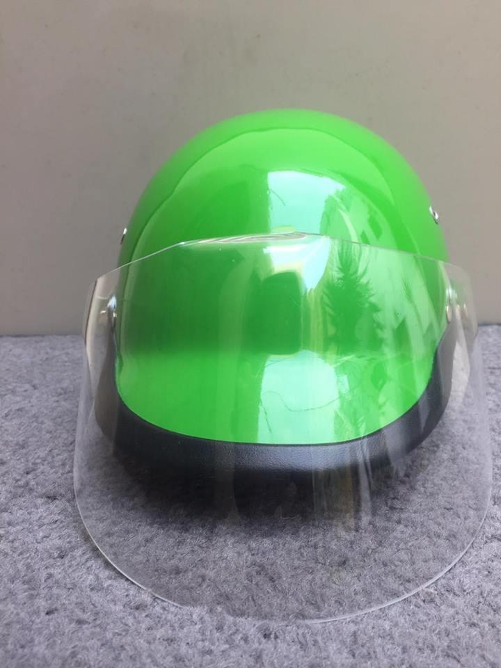 Casco Moto Verde Limón Exelente Color En Fibra Con Visor