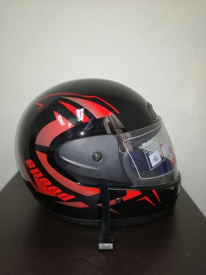 Casco De Moto Negro Integral Matiz Rojo
